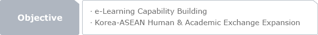 Objective - e-Learning Capability Building, Korea-ASEAN Human & Academic Exchange Expansion